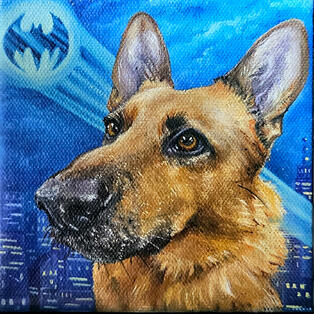 "Bruce" 5x5", Oil on canvas