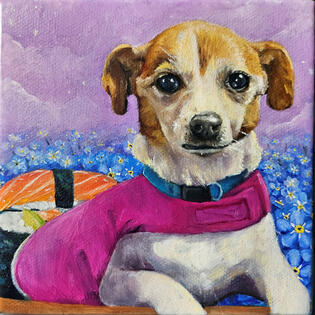 "Cookie" 5x5", Oil on canvas